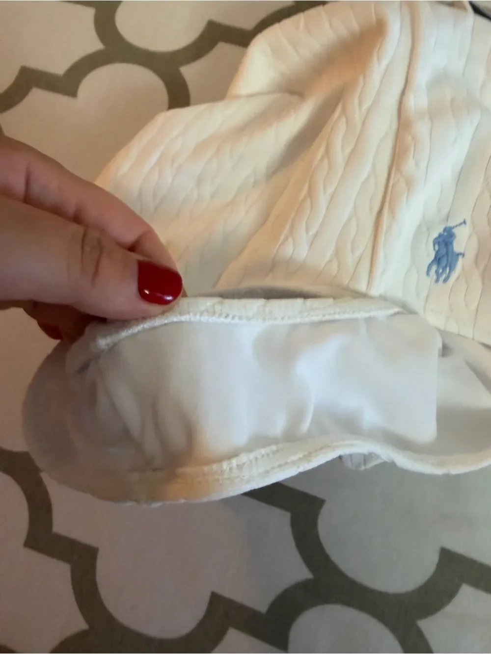 Polo Ralph Lauren White Cable Knit Texture One Piece Swimsuit Girls 8 NWT